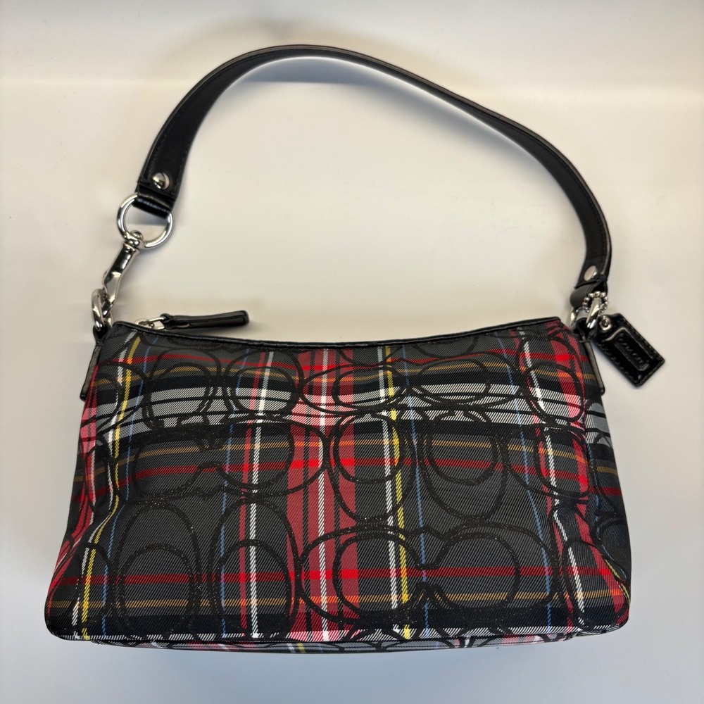 Coach Poppy Tartan Plaid Mini Shoulder Bag Y2K Red Black Blue Preppy